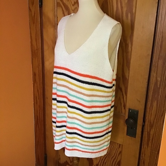 Oversized rainbow striped NWT v neck sweater - Picture 10 of 12